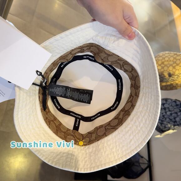 NWT COACH Cap Denim Bucket Hat Cotton CH403 Chalk Xs/s - Picture 3 of 5